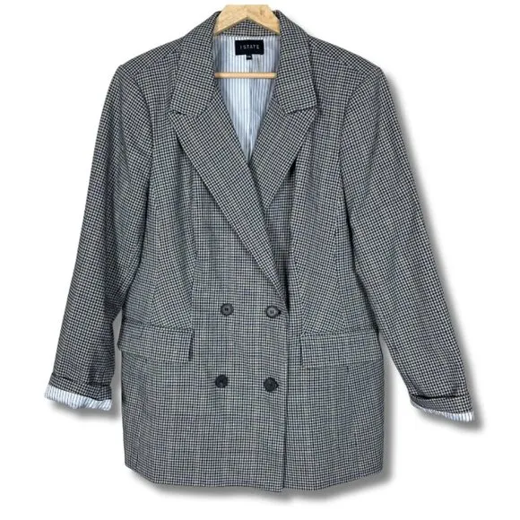 1. State Plaid Double Breasted Blazer Jacket Preppy Workwear Women's Size 14W