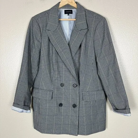 1. State Plaid Double Breasted Blazer Jacket Preppy Workwear Women's Size 14W