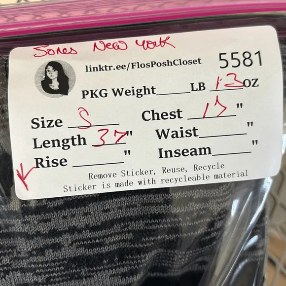 132. Jones New York Gray Black Striped Knit Long Sleeve Sweater Dress Size Small