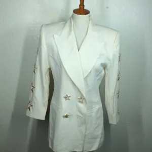 1980s Vintage SOLINI New York Double Breast Star Blazer Rock &amp; Roll Jacket Ss 6
