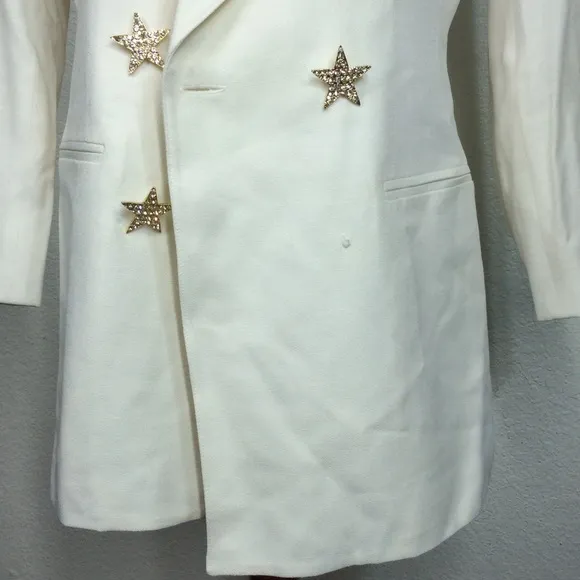 1980s Vintage SOLINI New York Double Breast Star Blazer Rock &amp; Roll Jacket Ss 6