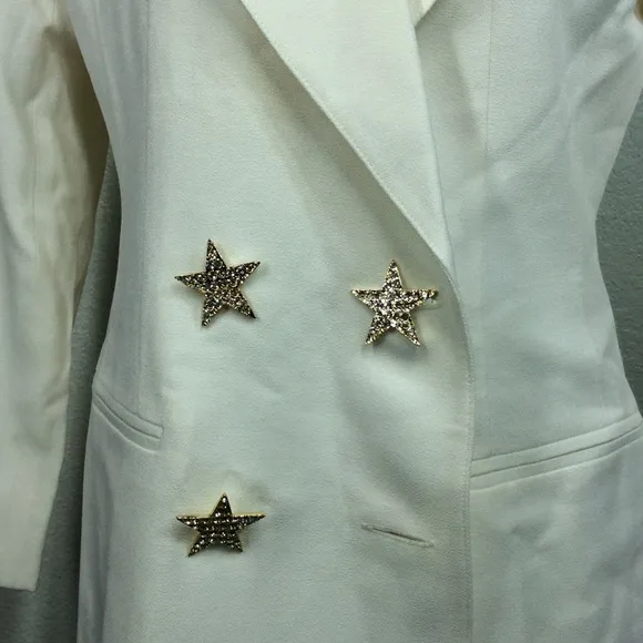 1980s Vintage SOLINI New York Double Breast Star Blazer Rock &amp; Roll Jacket Ss 6