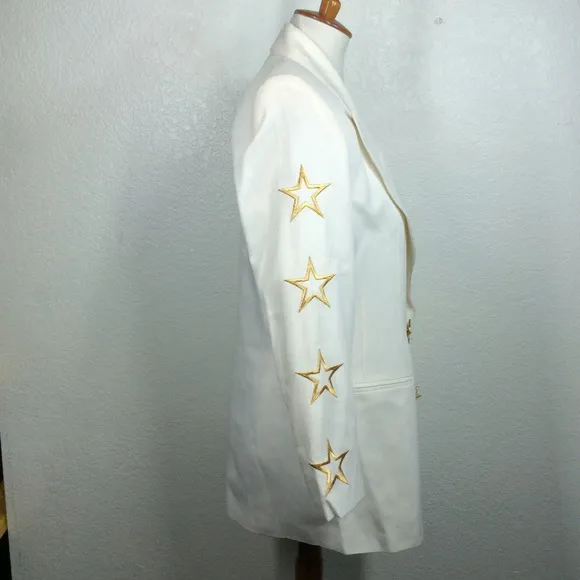 1980s Vintage SOLINI New York Double Breast Star Blazer Rock &amp; Roll Jacket Ss 6