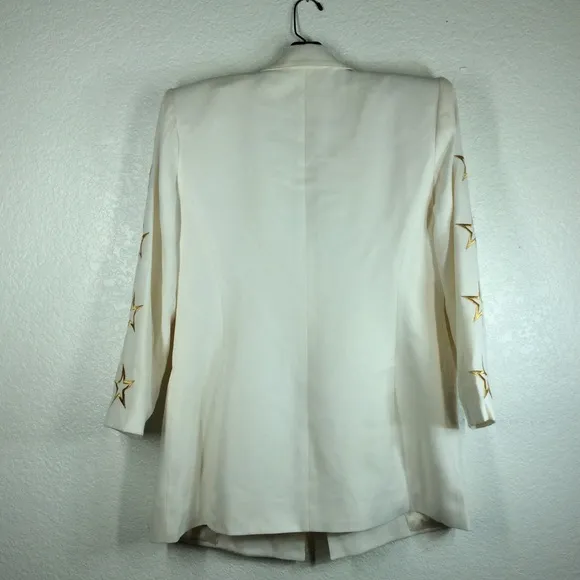 1980s Vintage SOLINI New York Double Breast Star Blazer Rock &amp; Roll Jacket Ss 6