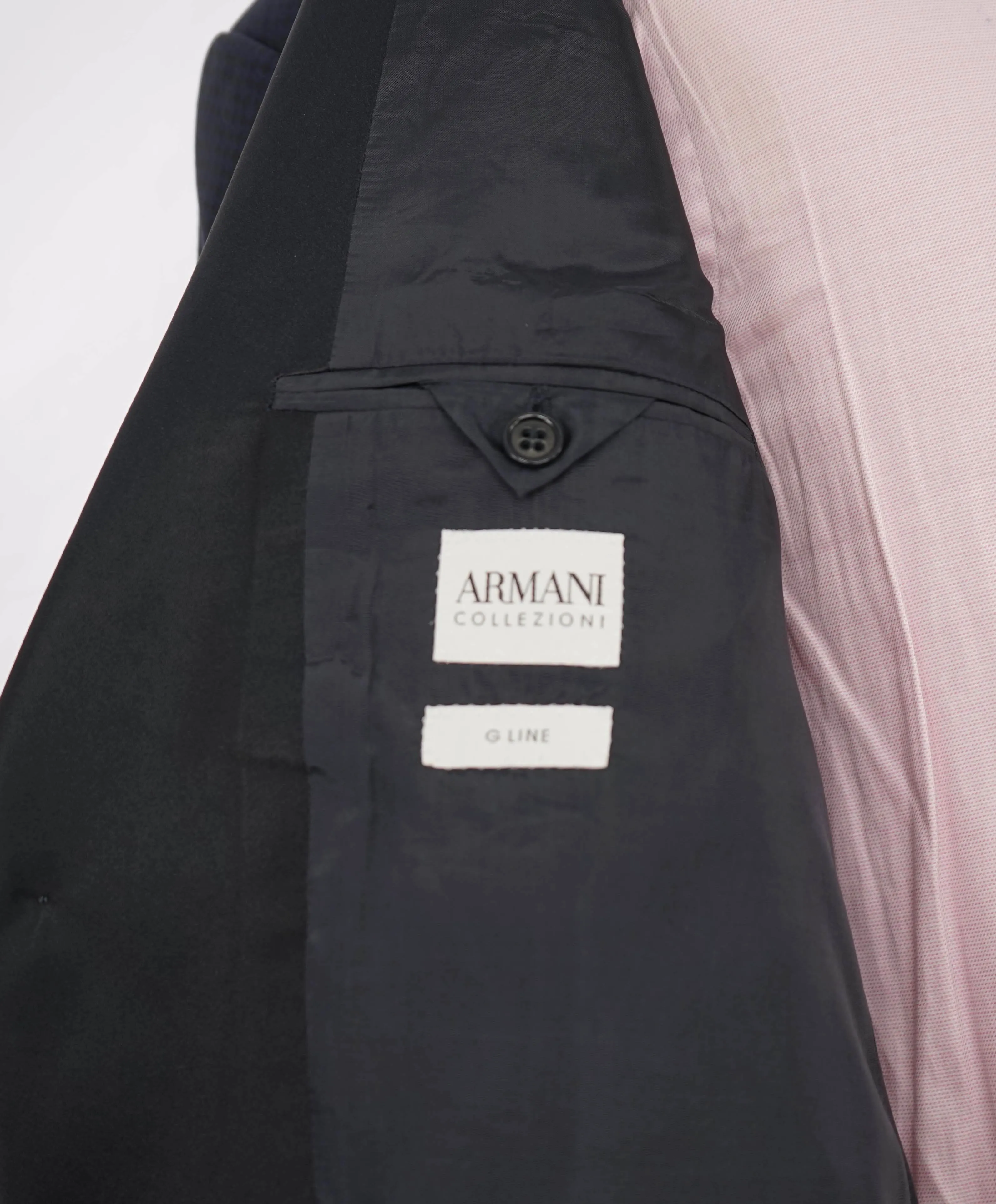 $1,995 ARMANI COLLEZIONI - "G Line" Blue CHEVRON Dinner Jacket Blazer - 42R