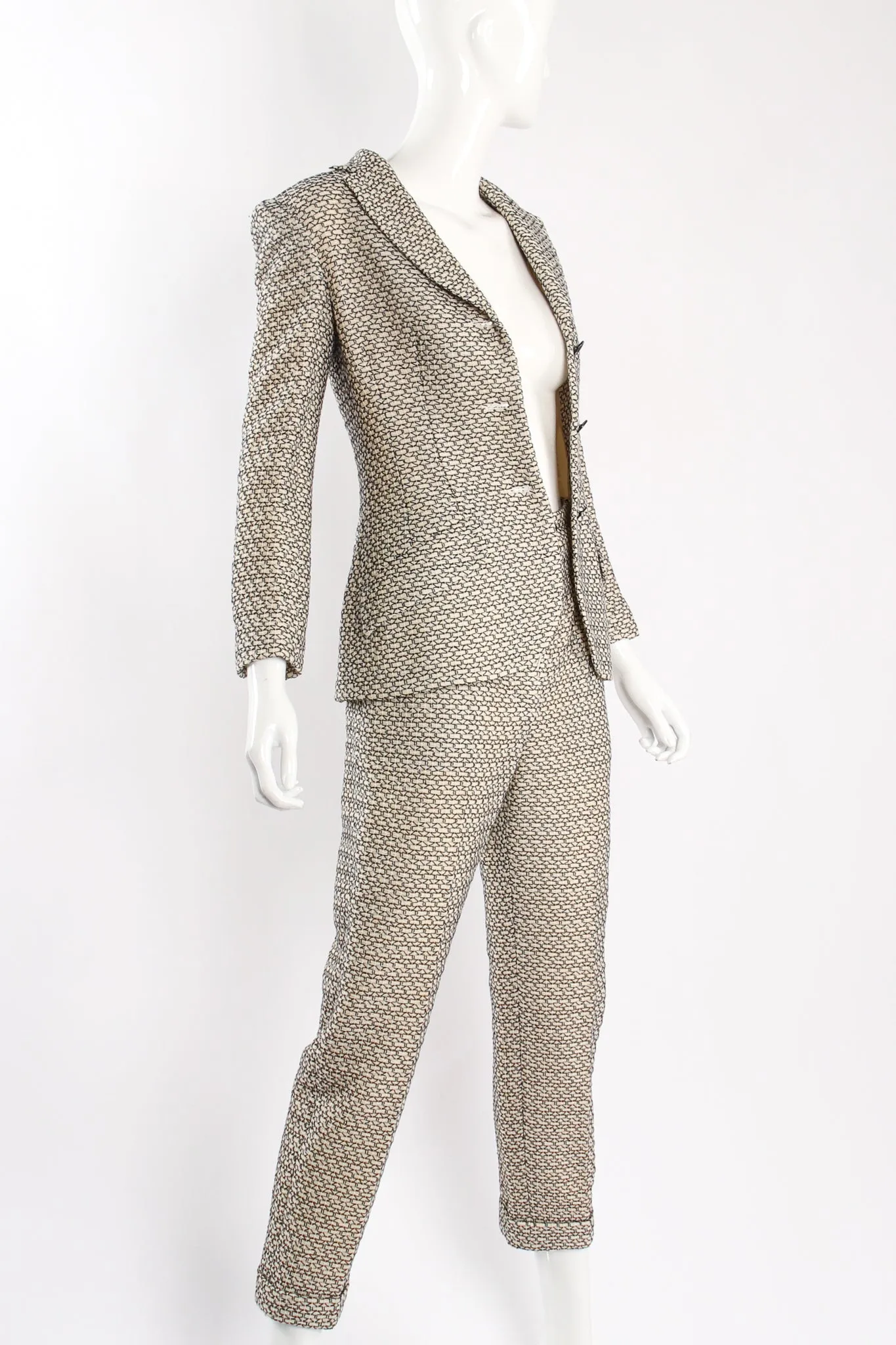 1998 S/S Geo Embroidered Jacket & Pant Suit