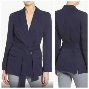 1.STATE Navy Double Breasted Belted Blazer Size M NWT $159