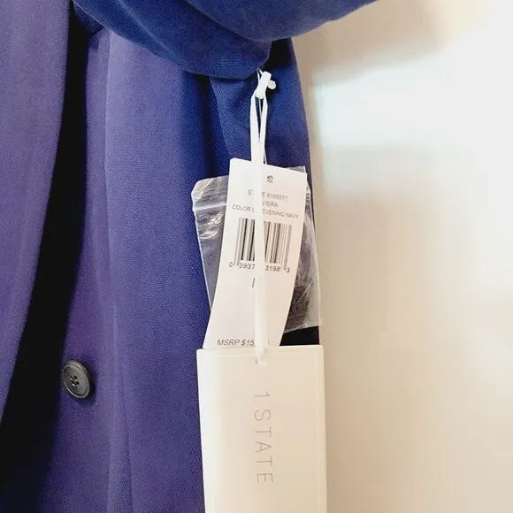 1.STATE Navy Double Breasted Belted Blazer Size M NWT $159