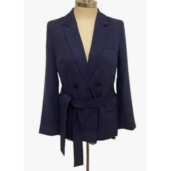 1.STATE Navy Double Breasted Belted Blazer Size M NWT $159