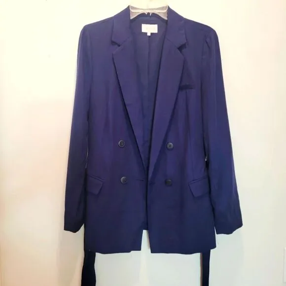 1.STATE Navy Double Breasted Belted Blazer Size M NWT $159