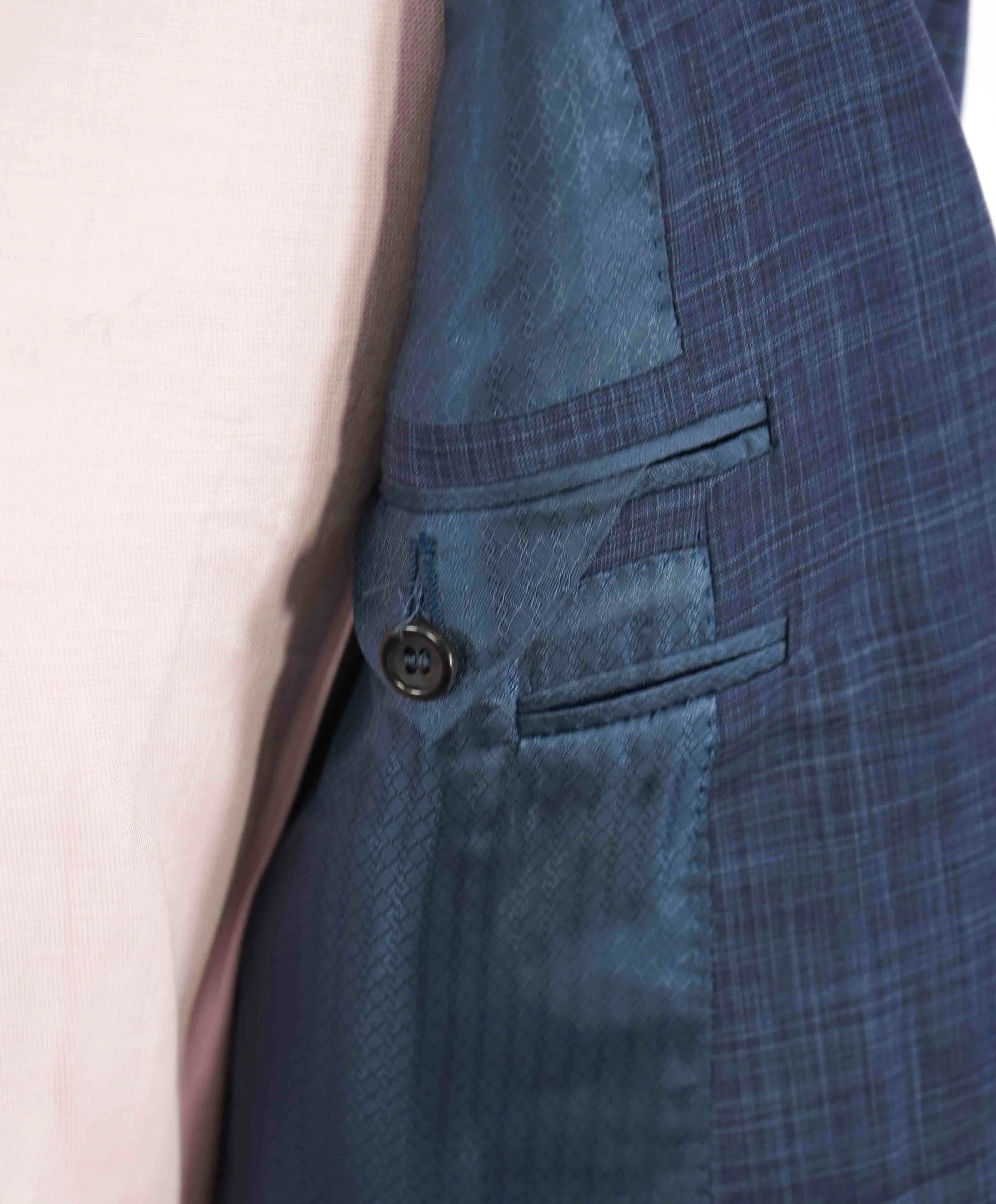 $2,295 CANALI - "EXCLUSIVE Super 150's" Blue Check Plaid Wool/Silk Blazer - 44L