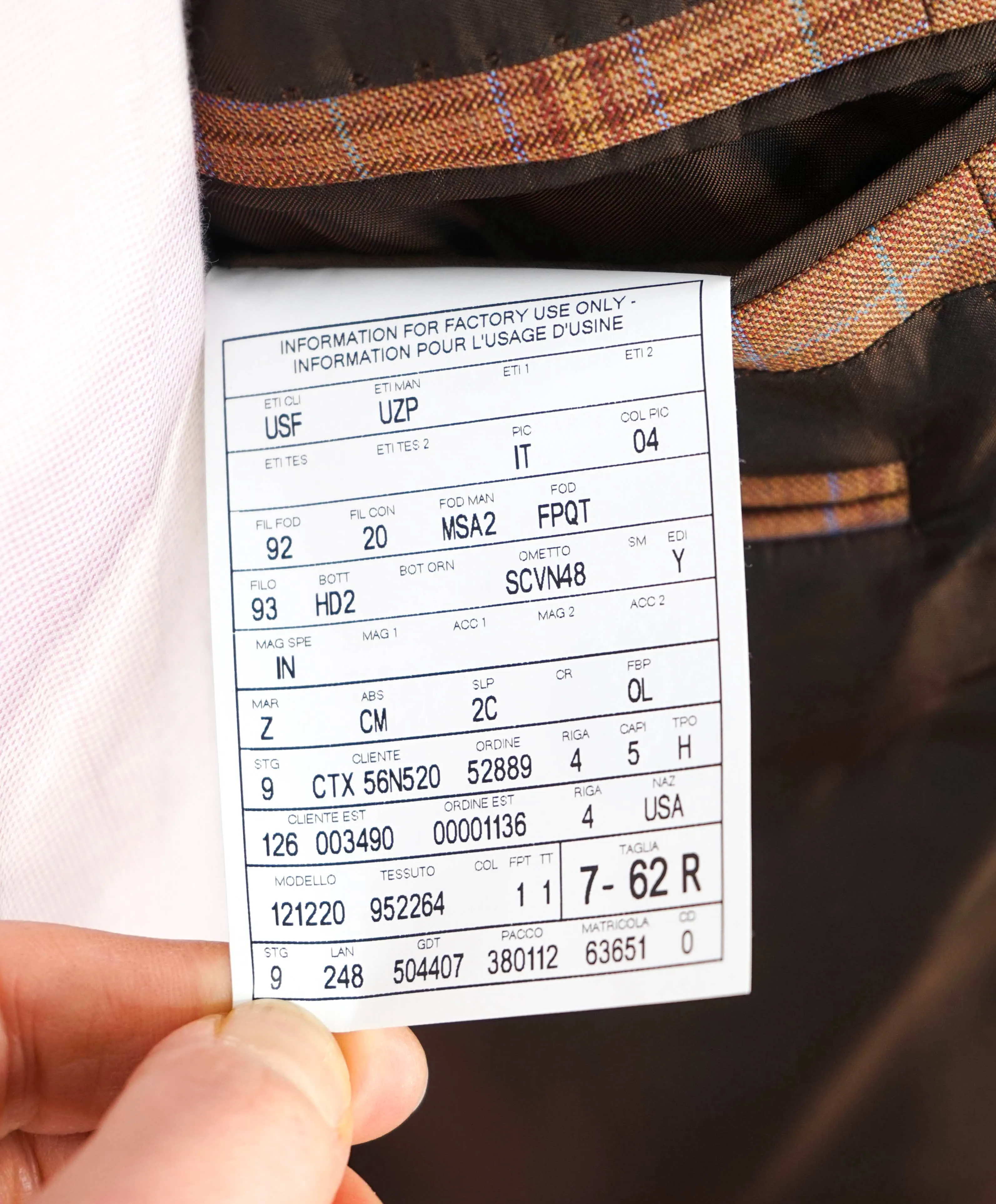 $3,495 ERMENEGILDO ZEGNA -"LANA SUPERFINE" Orange Check Plaid Blazer - 52R US