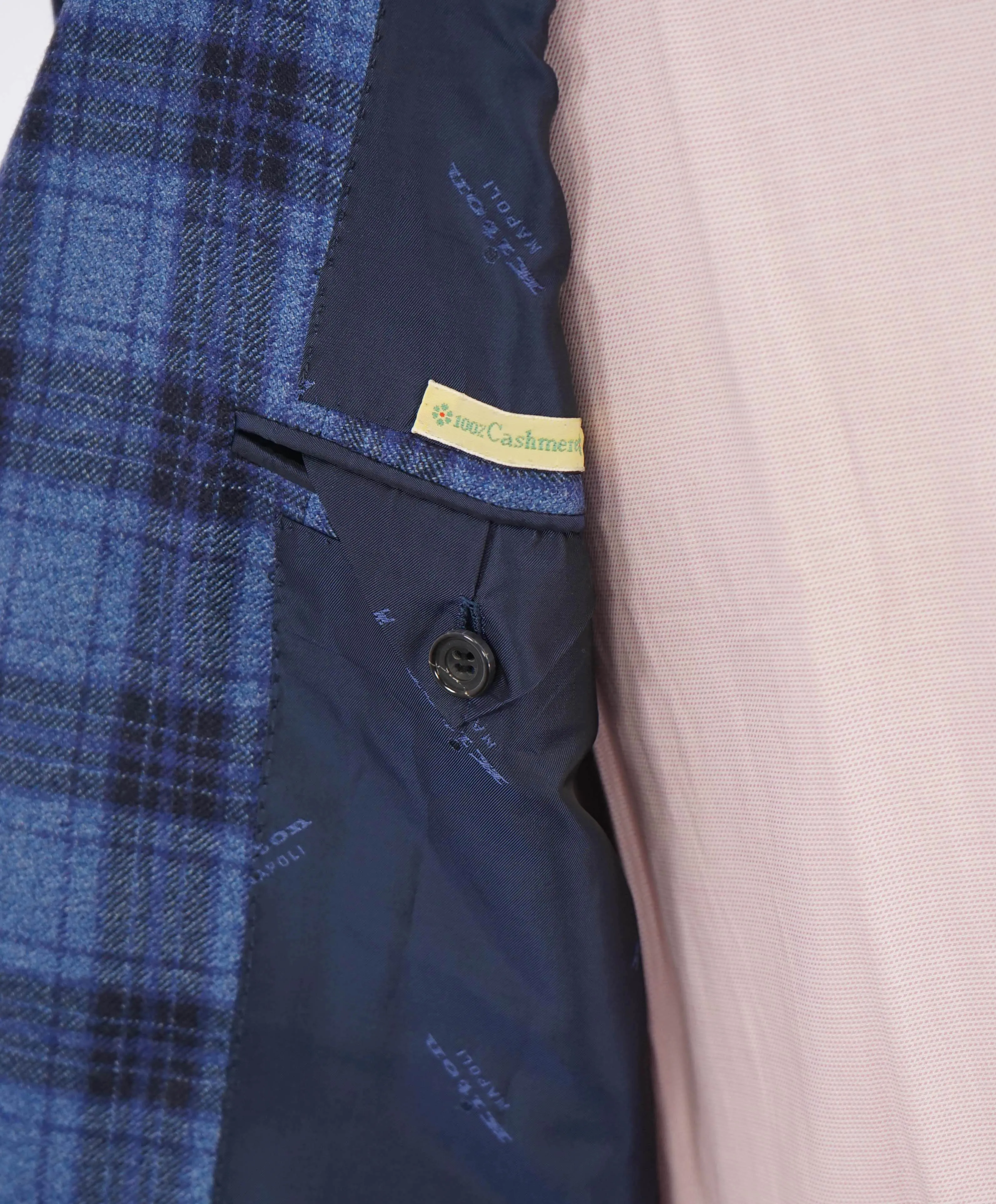 $9,600 KITON - *PURE CASHMERE* Blue Bold Check Plaid Blazer - 40R