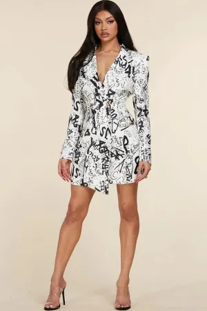 ABSTRACT BLAZER DRESS