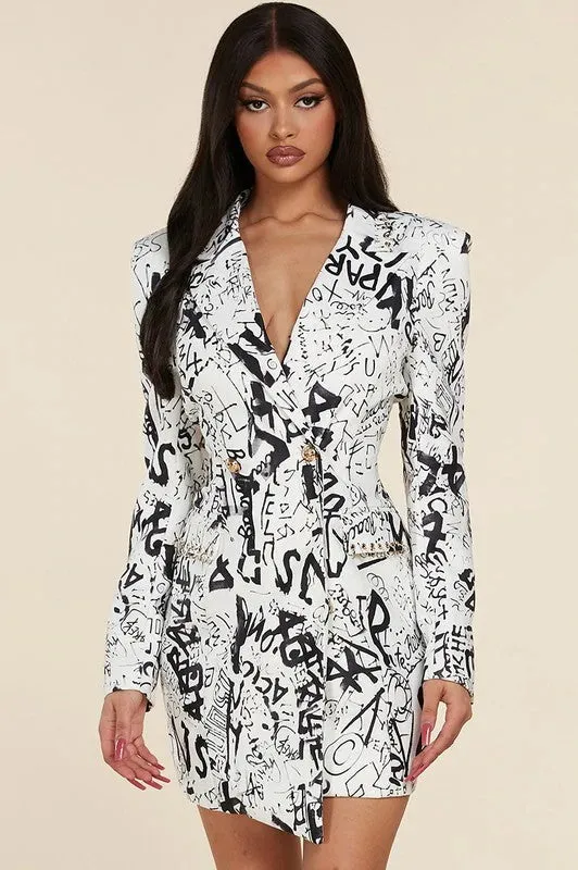 ABSTRACT BLAZER DRESS