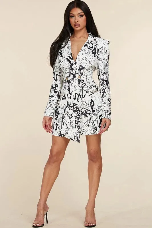 ABSTRACT BLAZER DRESS