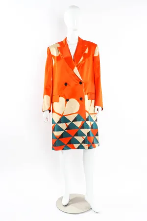 Abstract Double Breasted Blazer Coat