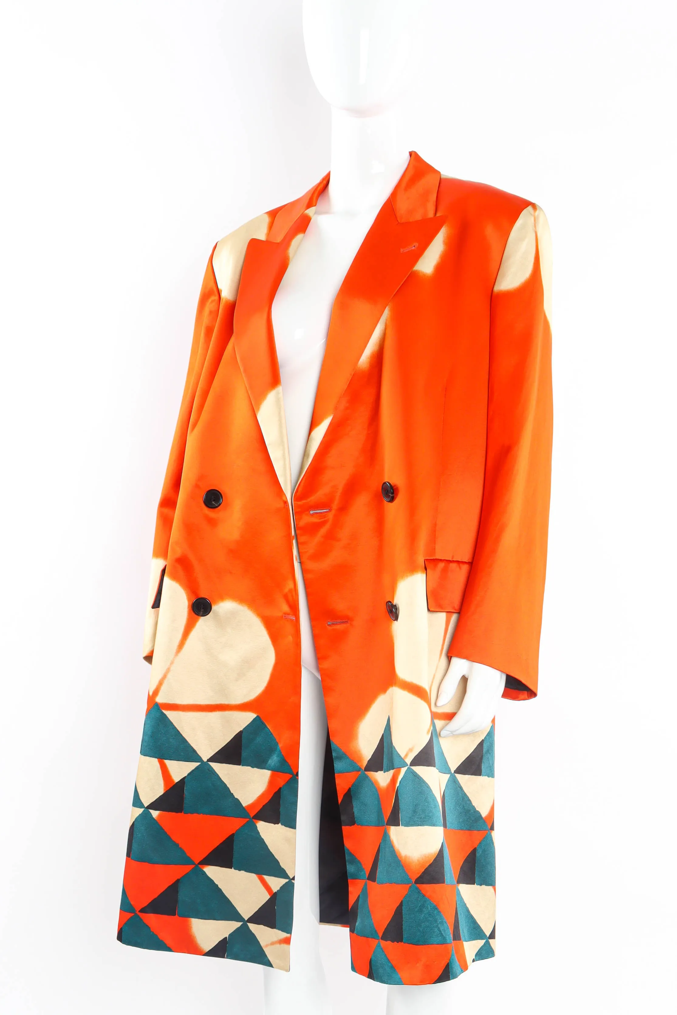 Abstract Double Breasted Blazer Coat