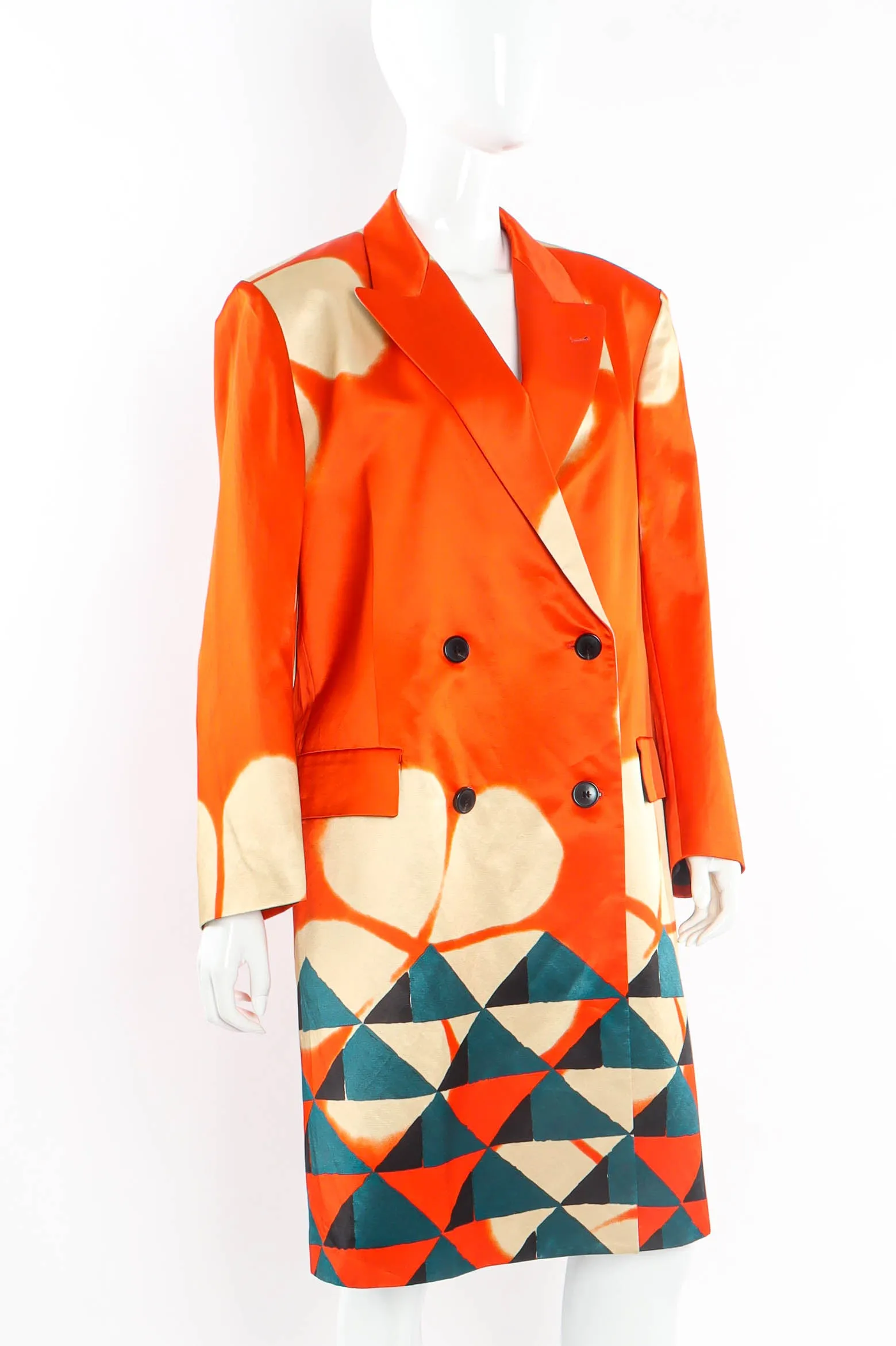 Abstract Double Breasted Blazer Coat