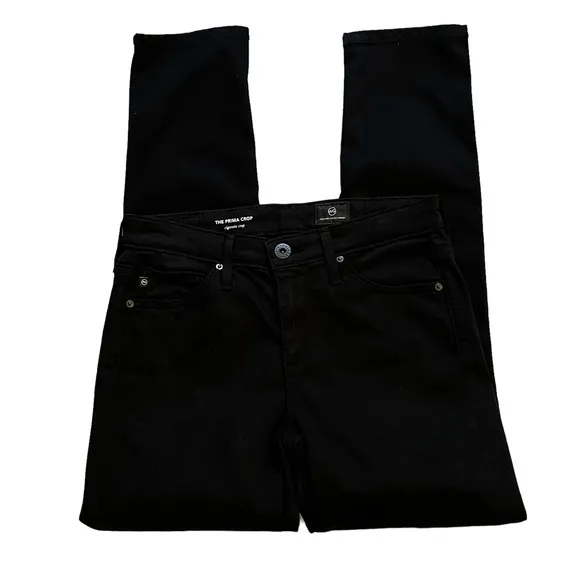 AG Adriana Goldschmied Prima Crop Cigarette Crop, Super Black, Sz 24
