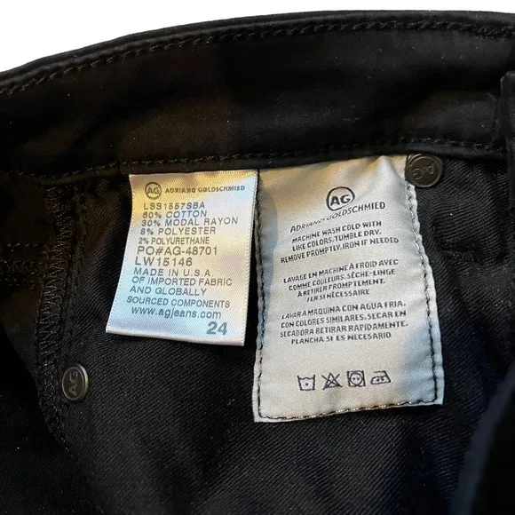 AG Adriana Goldschmied Prima Crop Cigarette Crop, Super Black, Sz 24