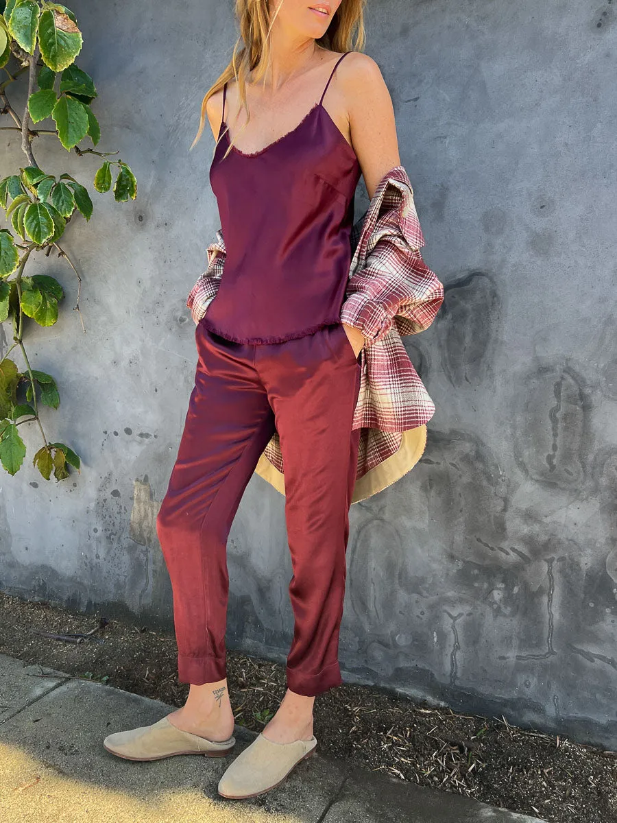 Ainsley Pant in Vintage Satin - Fig