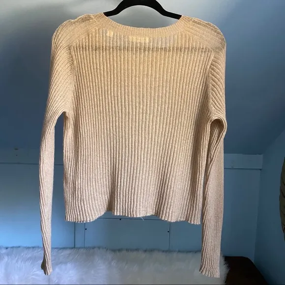 A.L.C. Ribbed-Knit Lightweight Brown Sweater