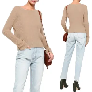 A.L.C. Ribbed-Knit Lightweight Brown Sweater