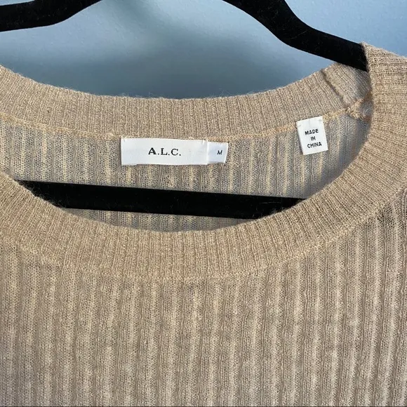 A.L.C. Ribbed-Knit Lightweight Brown Sweater