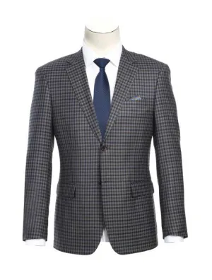 Alessandro Vitello by Renoir Slim Fit Wool Checked Gray Blazer 563-10