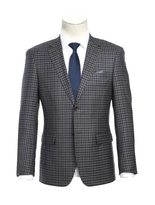 Alessandro Vitello by Renoir Slim Fit Wool Checked Gray Blazer 563-10