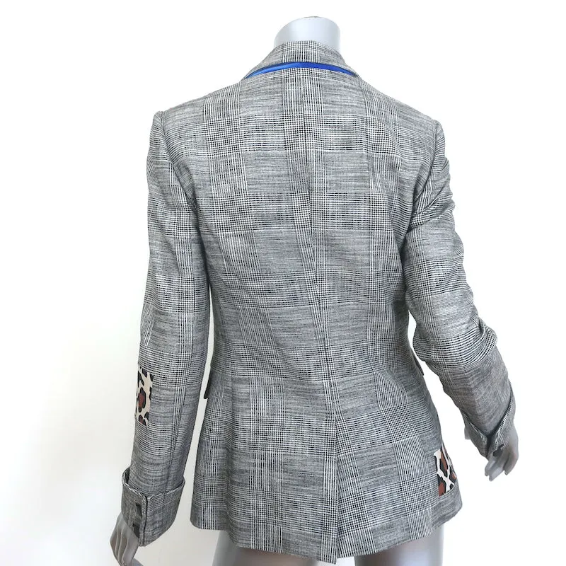 Alice   Olivia Paulene Patchwork Plaid Blazer Gray Size 2 Two-Button Jacket