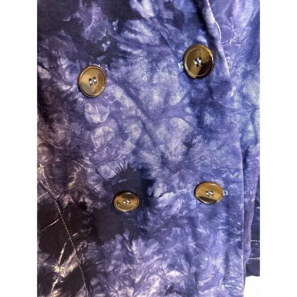 AMADI Anthropologie Hildi Tie Dye Shine Linen Blazer Jacket Coat Size M NWT