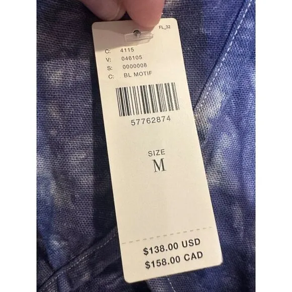 AMADI Anthropologie Hildi Tie Dye Shine Linen Blazer Jacket Coat Size M NWT