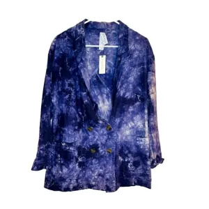 AMADI Anthropologie Hildi Tie Dye Shine Linen Blazer Jacket Coat Size M NWT