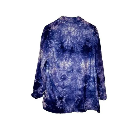 AMADI Anthropologie Hildi Tie Dye Shine Linen Blazer Jacket Coat Size M NWT