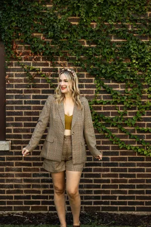 amelia blazer in camel plaid