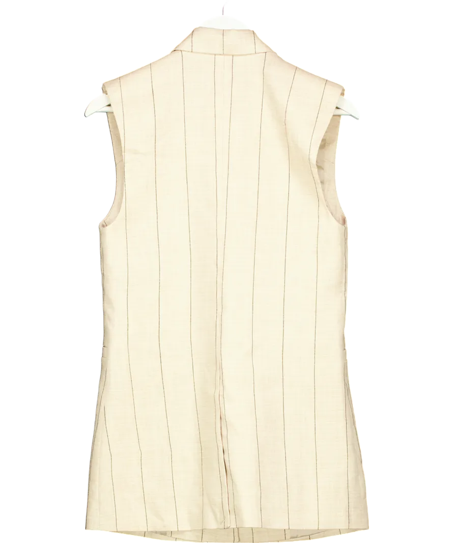 & Other Stories Beige Linen-blend Blazer Waistcoat UK 4