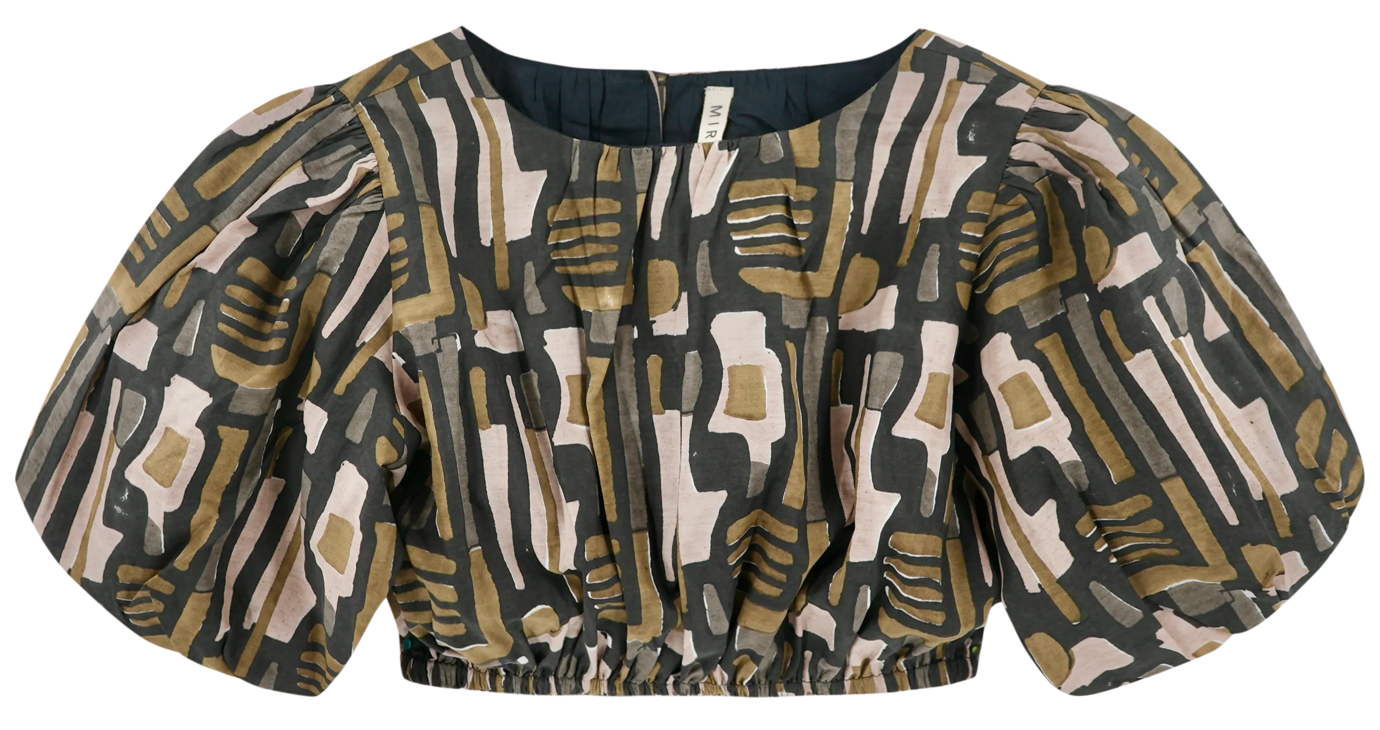 Andaman Bubble Top in Olive Labyrinth