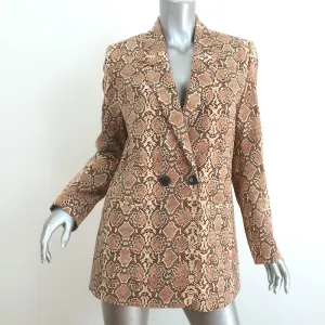 Anine Bing Double Breasted Blazer Madeleine Beige Snakeskin Print Size Medium