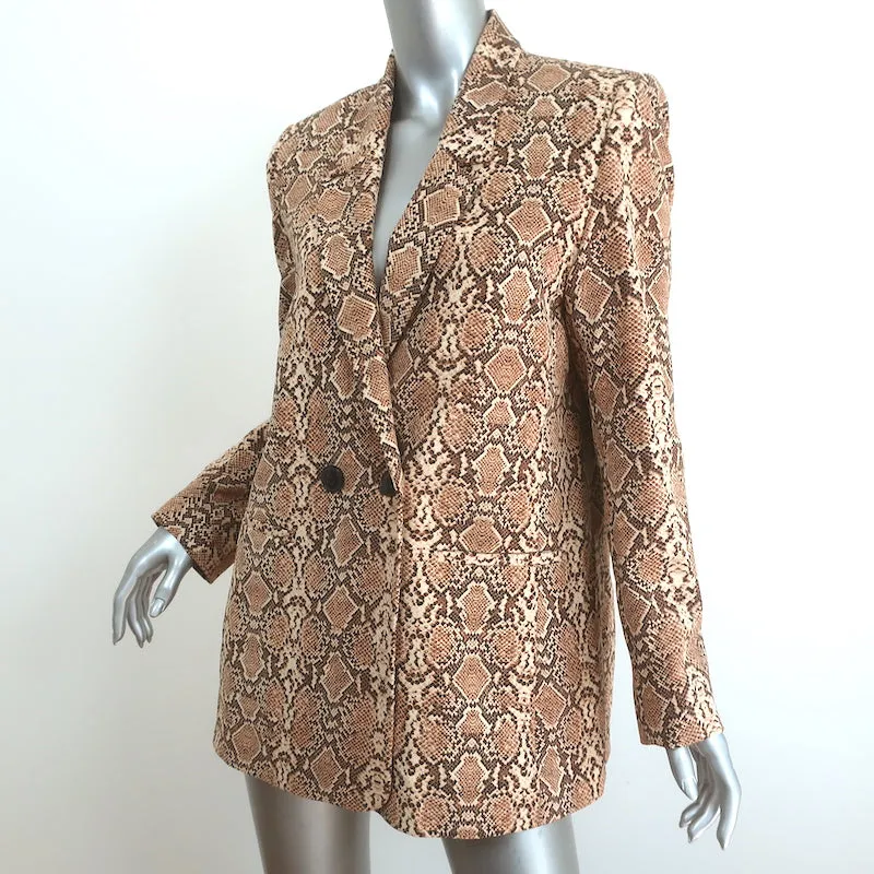 Anine Bing Double Breasted Blazer Madeleine Beige Snakeskin Print Size Medium
