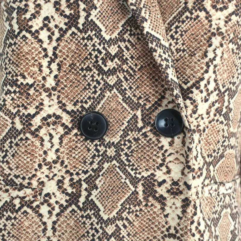 Anine Bing Double Breasted Blazer Madeleine Beige Snakeskin Print Size Medium