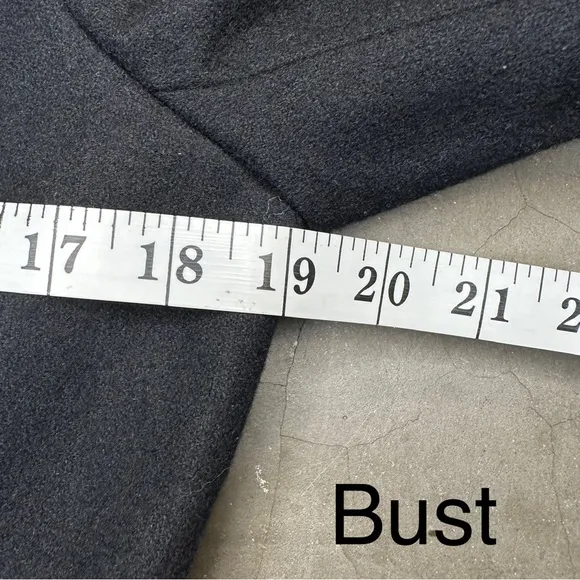 Ann Taylor Petite Black Double Breasted Ruffled Funnel Neck Coat/Blazer SzMP