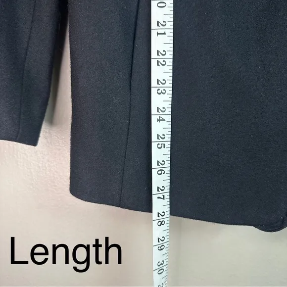 Ann Taylor Petite Black Double Breasted Ruffled Funnel Neck Coat/Blazer SzMP