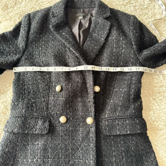 Ann Taylor The Tweed Double Breasted Blazer In Black 599327 Size 2