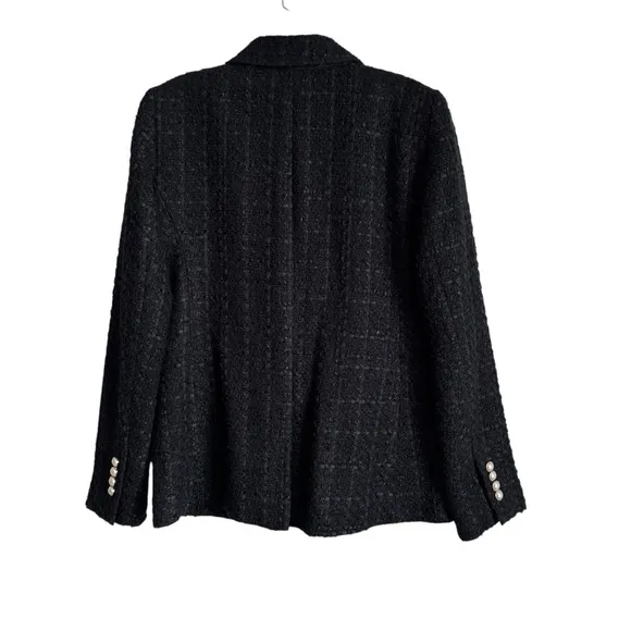Ann Taylor The Tweed Double Breasted Blazer In Black 599327 Size 2