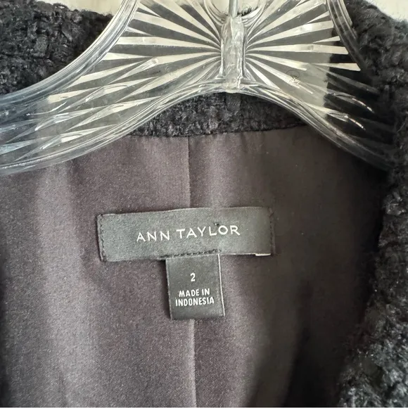 Ann Taylor The Tweed Double Breasted Blazer In Black 599327 Size 2