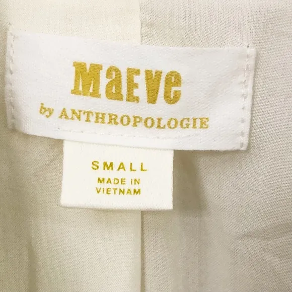 Anthropologie | Cropped Double Breasted Cream Maeve Blazer Small