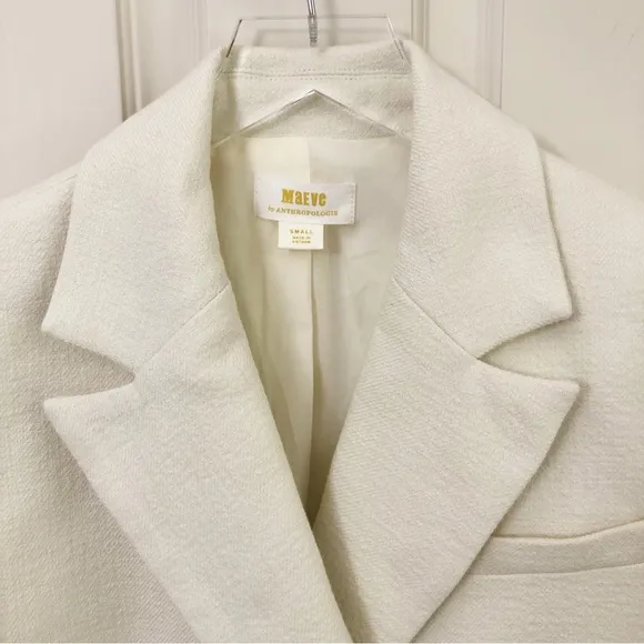Anthropologie | Cropped Double Breasted Cream Maeve Blazer Small