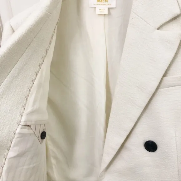 Anthropologie | Cropped Double Breasted Cream Maeve Blazer Small